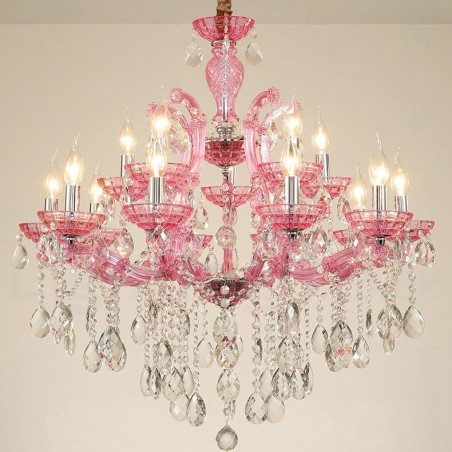 マルチカラー 18 (12+6) ライト 高級クリスタル キャンドル シャンデリア クリアクリスタル付き