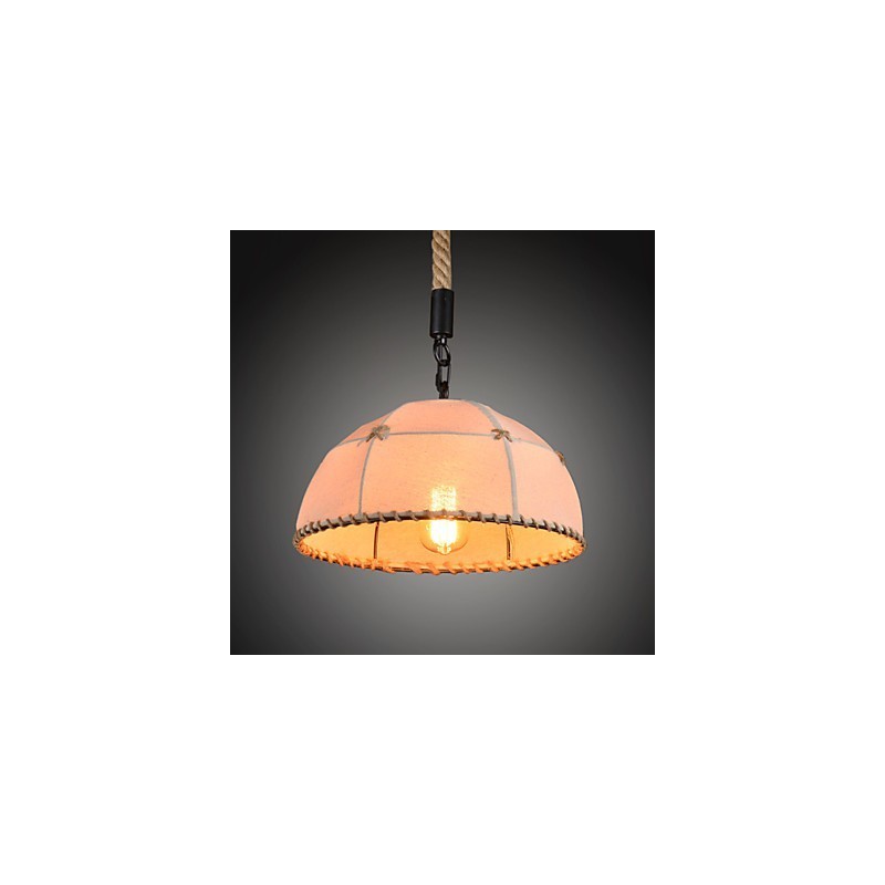 レトロな手作り麻ロープカントリーヤードシャンデリアランプ、インダストリアルカントリースタイル