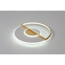 ゴールドの超薄型モダンコンテンポラリーノルディックスタイルのフラッシュマウント天井ライト。リモコン付き。壁ライトとしても使用可能。