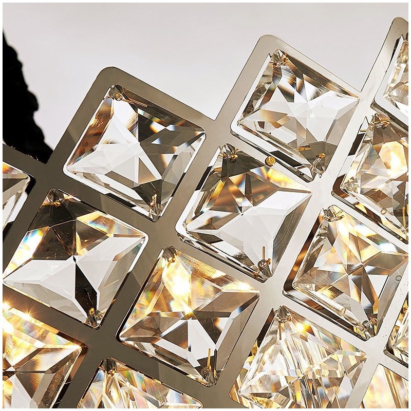 2段の高級ポストモダン ブラック＆ゴールド ラウンド K9 クリスタル ペンダント シャンデリア