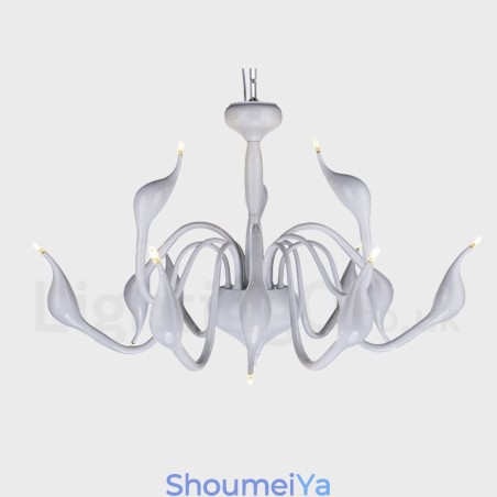 12 ライト モダン スワン ホワイト メタル シャンデリア ペンダント ライト