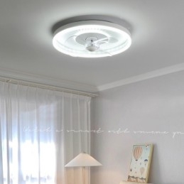 モダンな丸型超薄型サイレントインビジブルフルスペクトルアイプロテクション調光可能なフラッシュマウントファンライト