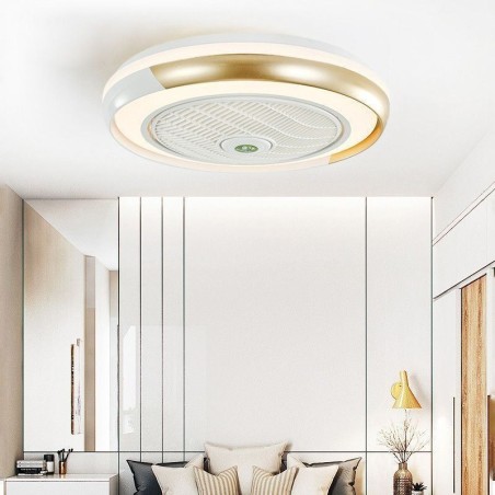 モダンな天井ファンライト リモコン付きアクリルラウンド天井ランプ