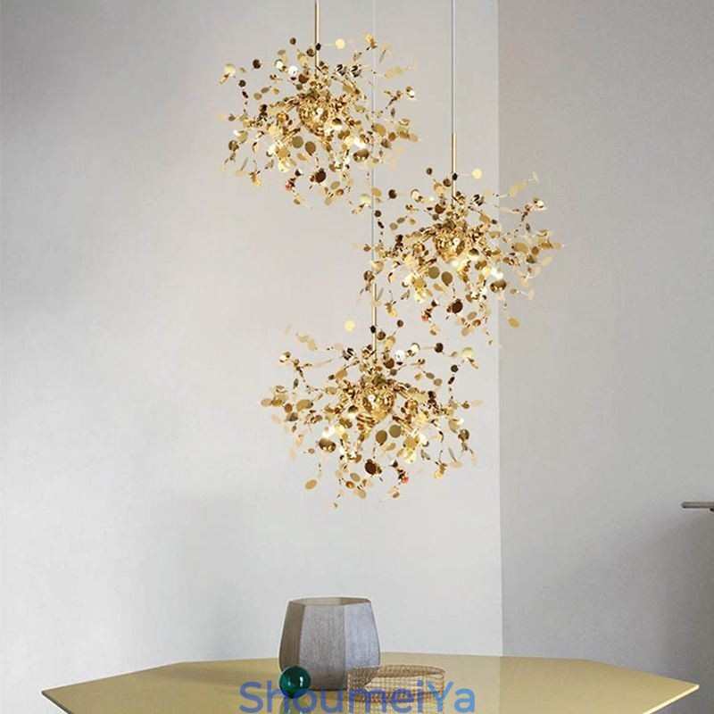 スパンコールシャンデリアステンレススチールペンダント照明ダイニング