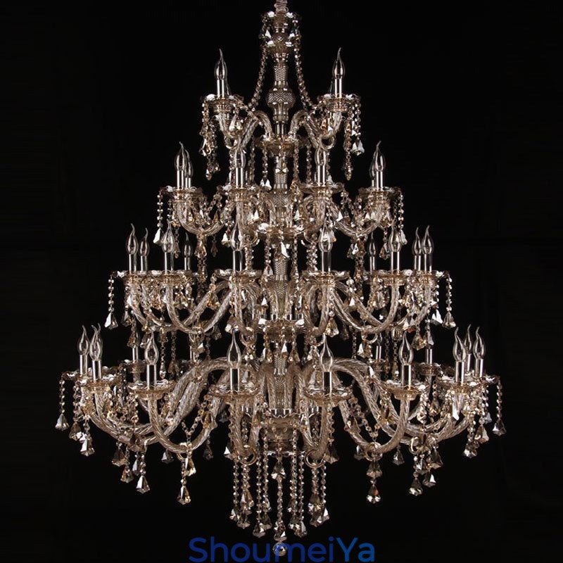 ヨーロピアン クリスタル シャンデリア コニャック カラー シーリング ライト 40 個