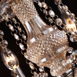 ヨーロピアン クリスタル シャンデリア コニャック カラー シーリング ライト 40 個