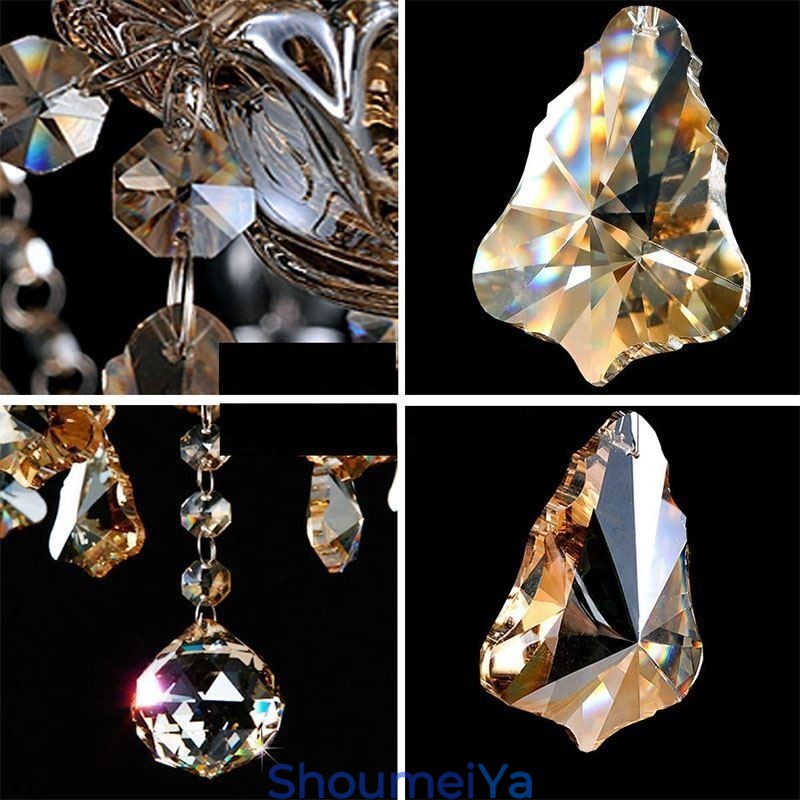 ヨーロピアン クリスタル シャンデリア コニャック カラー シーリング ライト 40 個