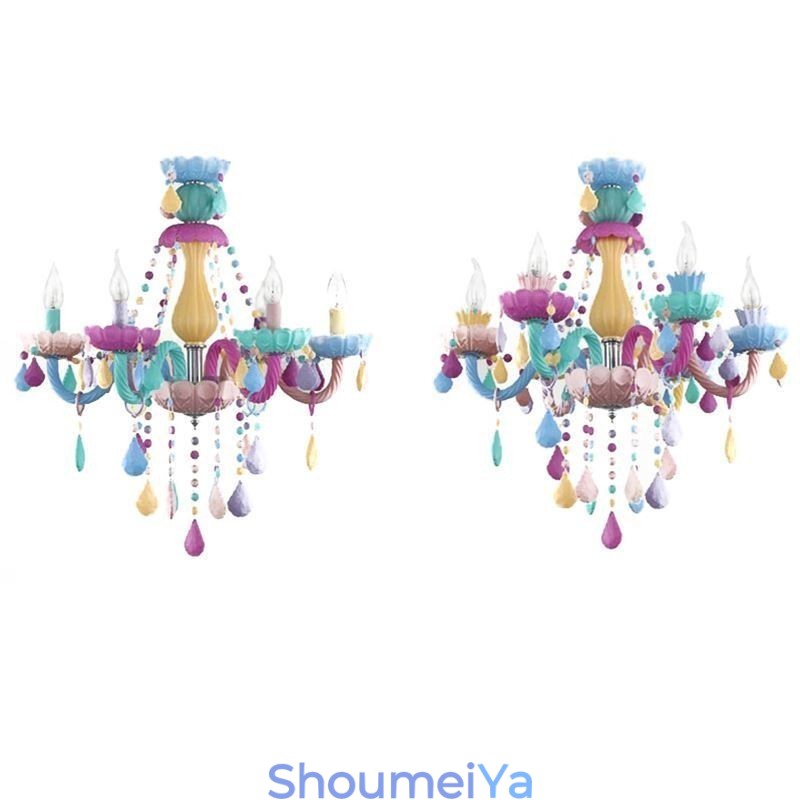 ヨーロッパのカラフルなクリスタルシャンデリアマカロンペンダントライト