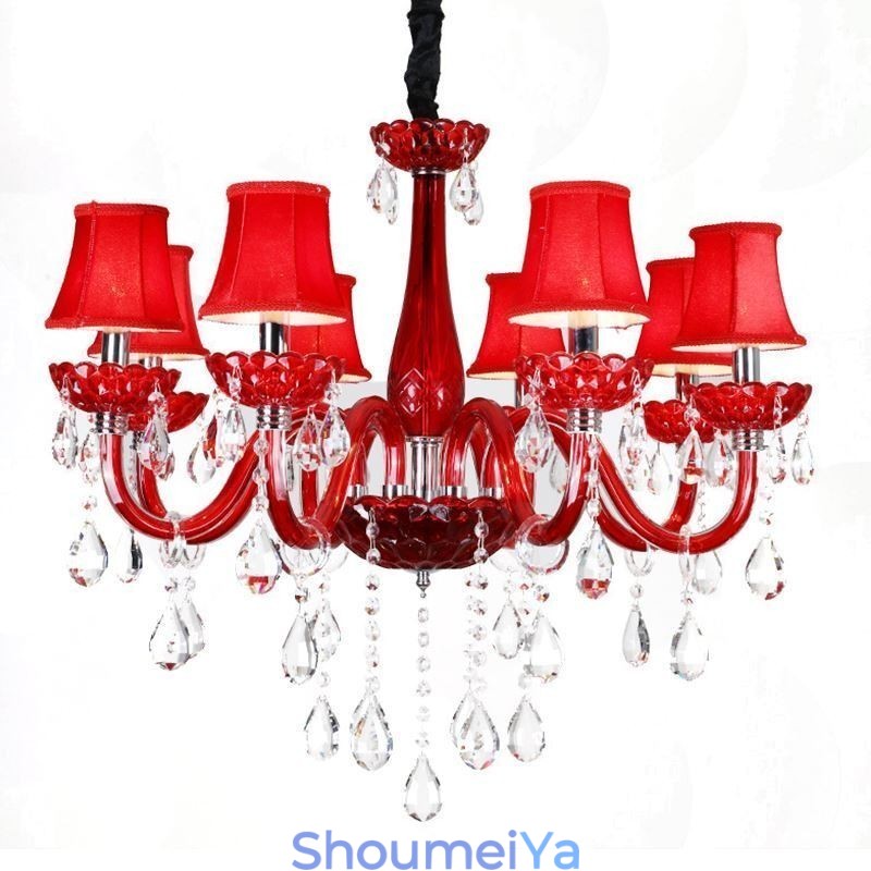 モダンなヨーロッパのクリスタルシャンデリア 赤色の天井照明