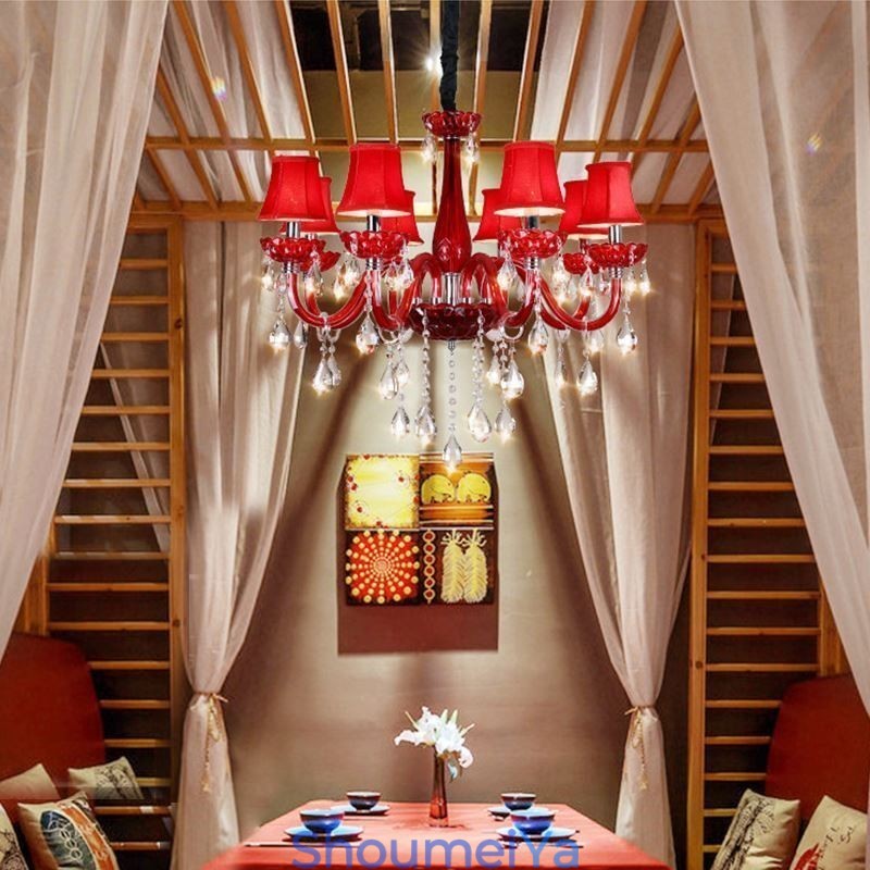 モダンなヨーロッパのクリスタルシャンデリア 赤色の天井照明