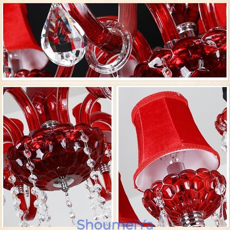 モダンなヨーロッパのクリスタルシャンデリア 赤色の天井照明