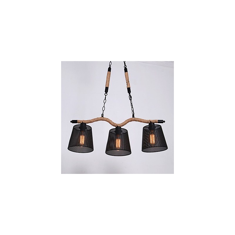 レトロクリエイティブな3つの田園風ヘッドロープシャンデリア