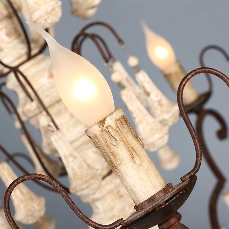 レトロスタイルの木製ペンダントライトエレガントなシャンデリア