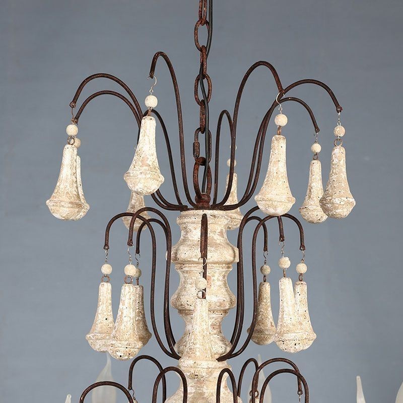 レトロスタイルの木製ペンダントライトエレガントなシャンデリア