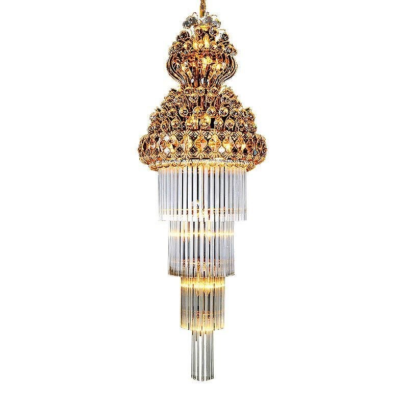 レトロクリスタルエンパイアシャンデリアラグジュアリーロングペンダント