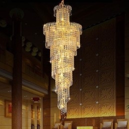 ヨーロッパのクリスタルシャンデリア 大きな丸型ロングペンダント