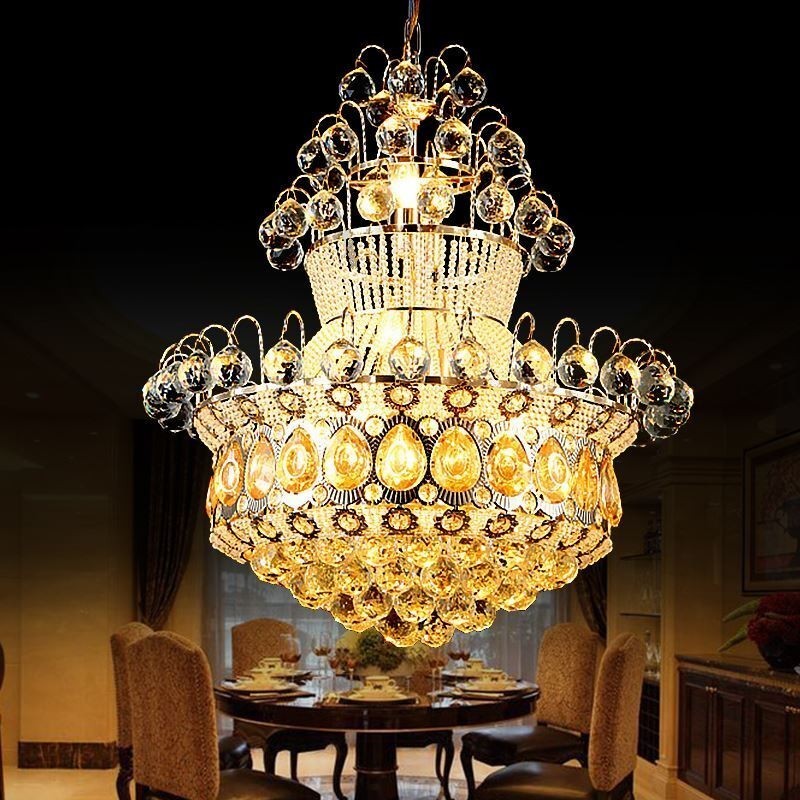 モダン ゴールド エンパイア シャンデリア シンプル クリスタル ペンダント ライト