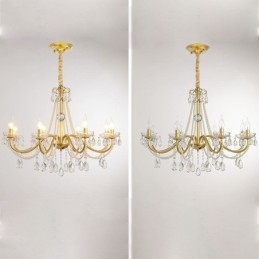 アメリカンクリスタルペンダントライトカントリースタイルクリエイティブアイアンアートシーリングライト