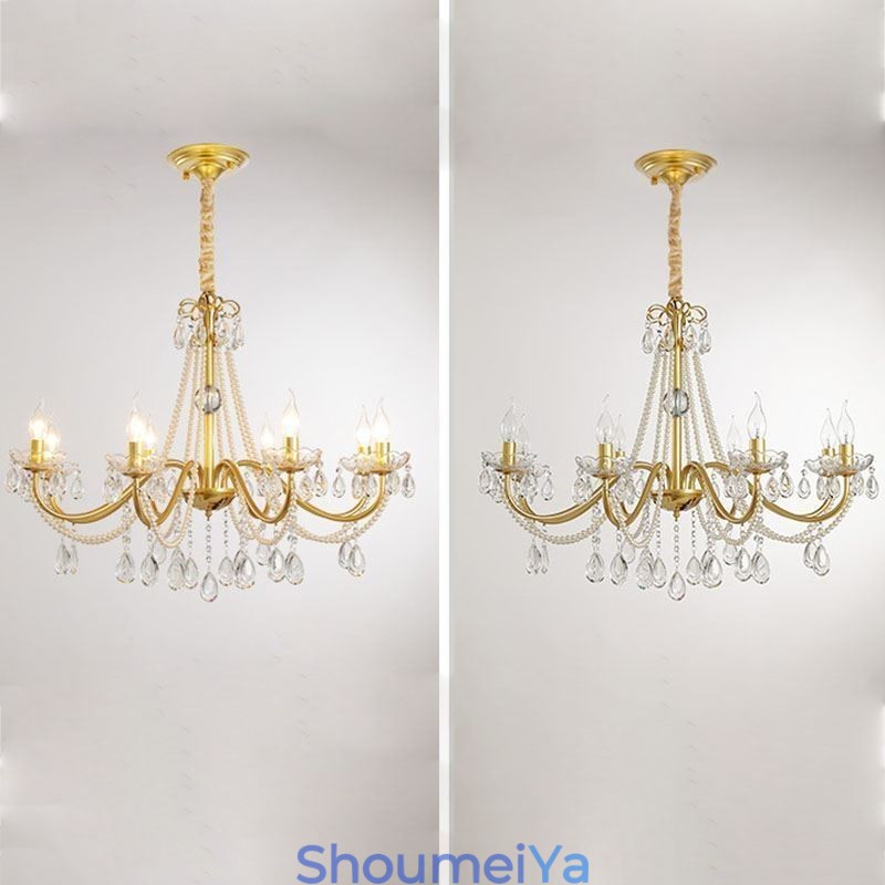 アメリカンクリスタルペンダントライトカントリースタイルクリエイティブアイアンアートシーリングライト