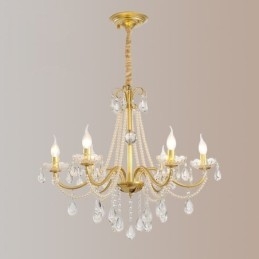 アメリカンクリスタルペンダントライトカントリースタイルクリエイティブアイアンアートシーリングライト