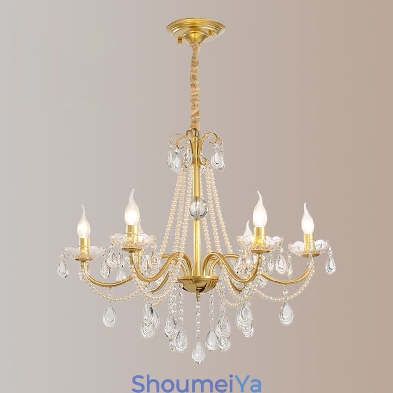 アメリカンクリスタルペンダントライトカントリースタイルクリエイティブアイアンアートシーリングライト