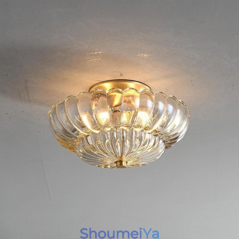 モダンなフラッシュマウント ロータスベース シーリングライト