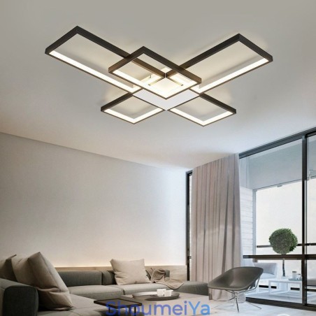 ミニマリスト フラッシュマウント 5 スクエア シーリングライト 無段階調光 リモコン付き 92W