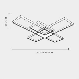 ミニマリスト フラッシュマウント 5 スクエア シーリングライト 無段階調光 リモコン付き 92W