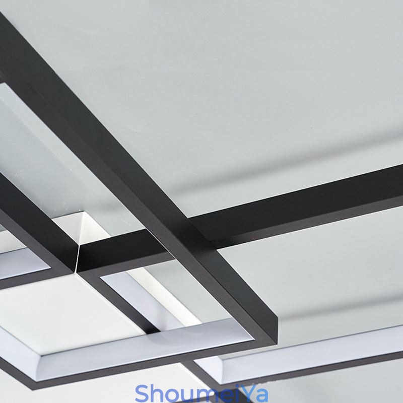 ミニマリスト フラッシュマウント 5 スクエア シーリングライト 無段階調光 リモコン付き 92W