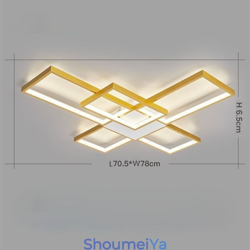 ミニマリスト フラッシュマウント 5 スクエア シーリングライト 無段階調光 リモコン付き 92W