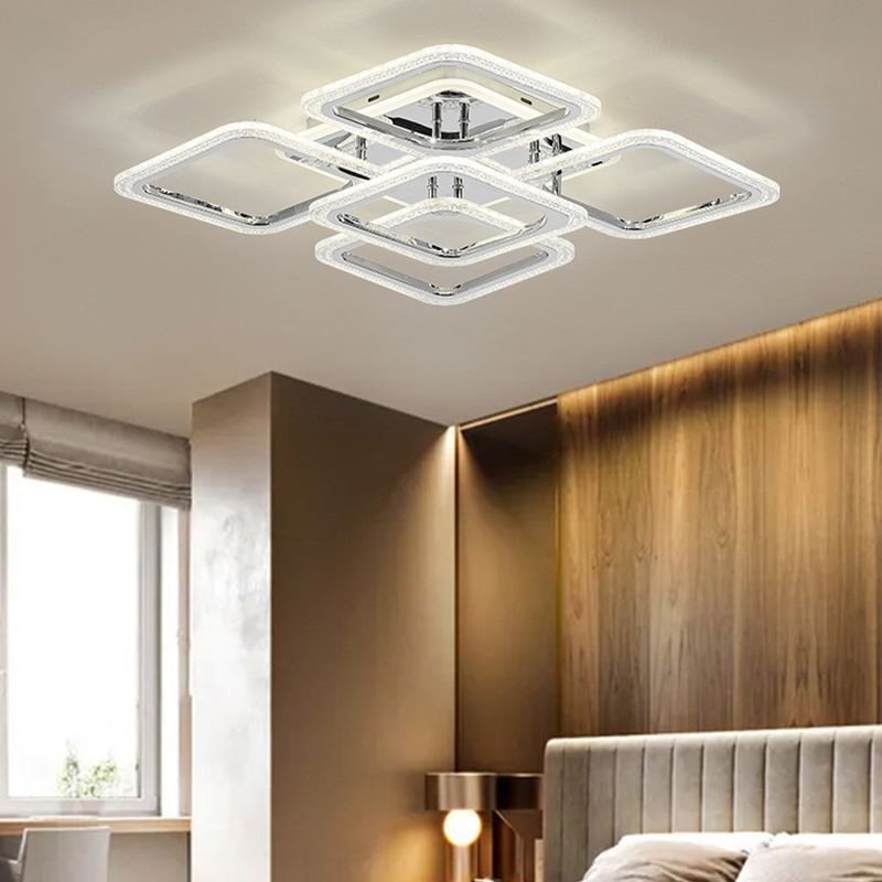 フラッシュマウント クローム アクリル スクエア シーリング ライト 5 ライト