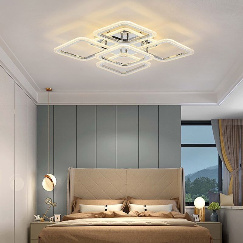 フラッシュマウント クローム アクリル スクエア シーリング ライト 5 ライト