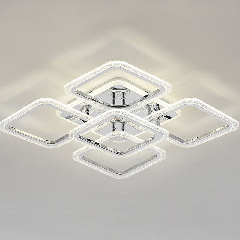 フラッシュマウント クローム アクリル スクエア シーリング ライト 5 ライト