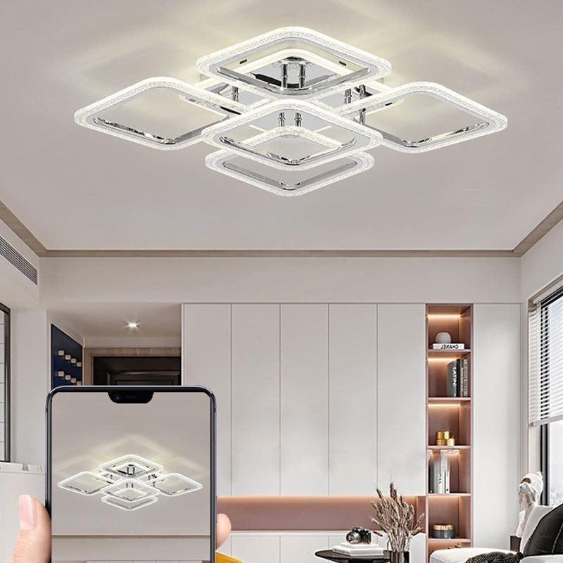 フラッシュマウント クローム アクリル スクエア シーリング ライト 5 ライト