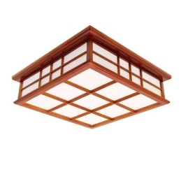 レトロスタイルの天井ライト 木製フラッシュマウント
