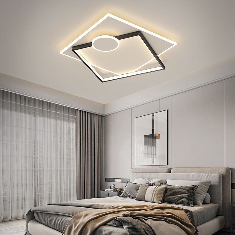 モダンな天井ライト スクエア幾何学模様のアクリル天井ランプ