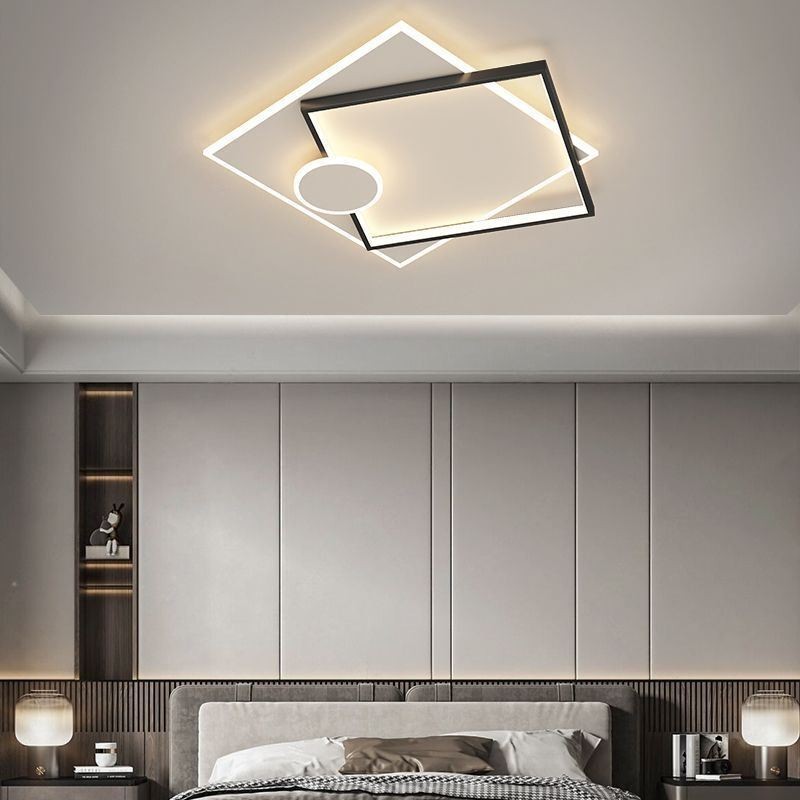 モダンな天井ライト スクエア幾何学模様のアクリル天井ランプ
