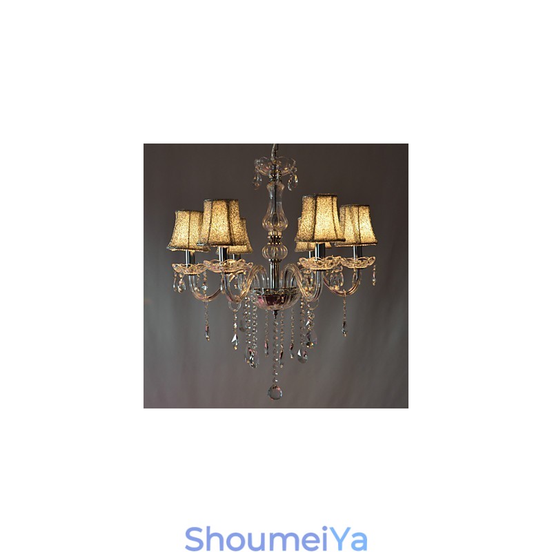 モダンで豪華なクリスタル装飾の6灯シャンデリア