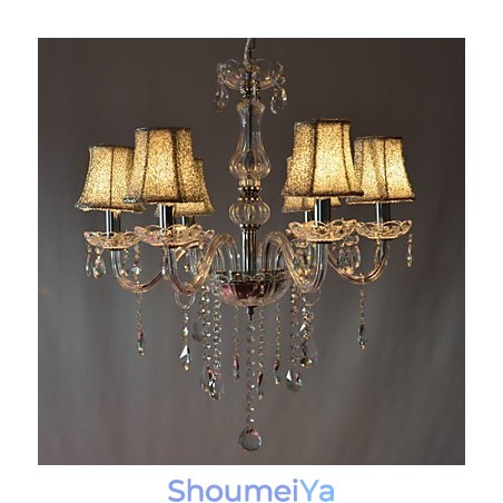 モダンで豪華なクリスタル装飾の6灯シャンデリア