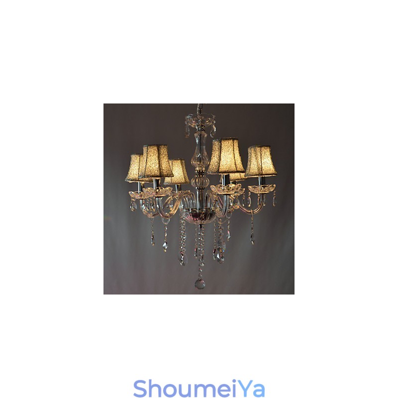 モダンで豪華なクリスタル装飾の6灯シャンデリア