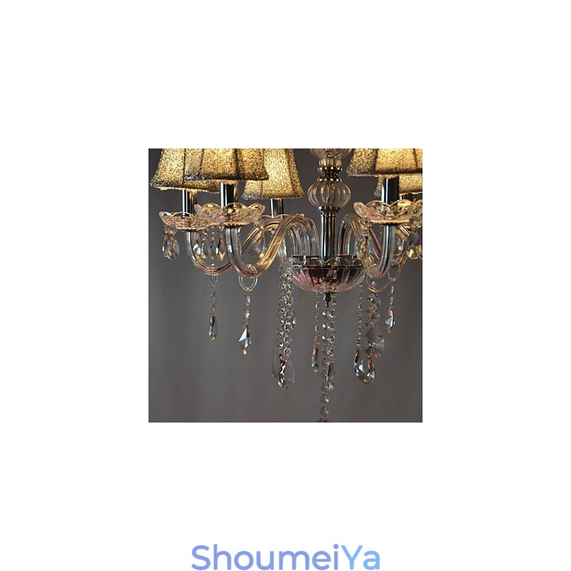 モダンで豪華なクリスタル装飾の6灯シャンデリア