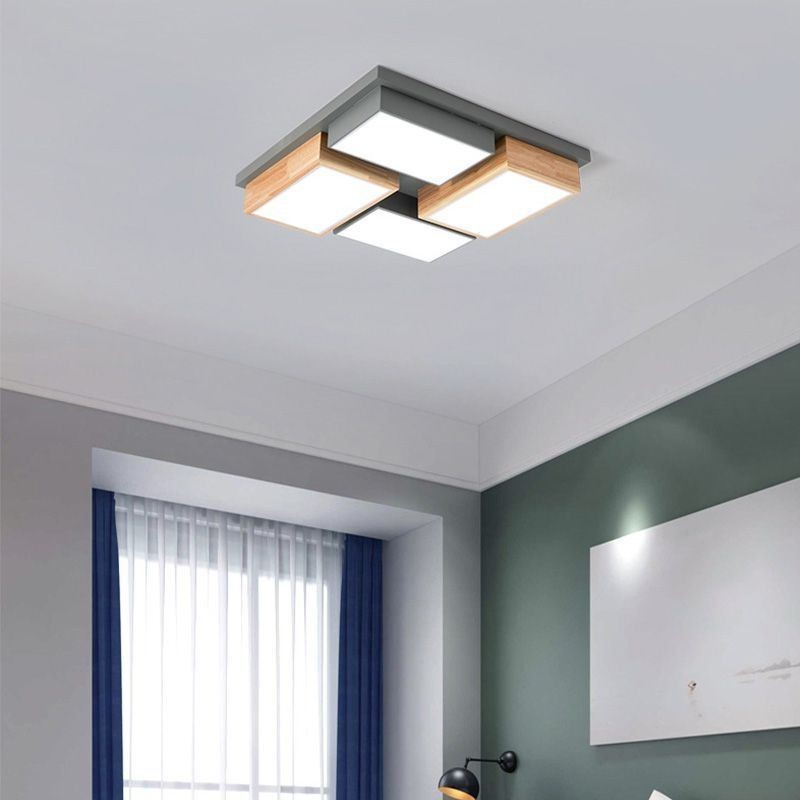 モダンな天井ライト 幾何学的な木製天井ランプ