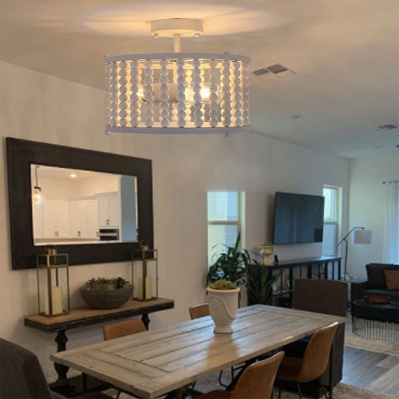 3 ライト天井照明 木製ビーズ天井ランプウェイ 玄関ホール