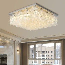 モダンなホワイトシェル天井照明器具 フラッシュマウントシャンデリア
