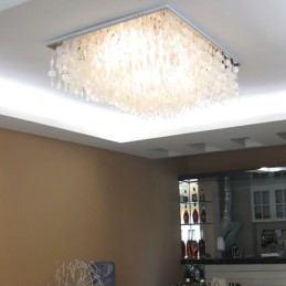 モダンなホワイトシェル天井照明器具 フラッシュマウントシャンデリア