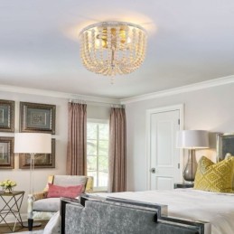 ファームハウス 木製ビーズ フラッシュマウント 天井照明 3 照明器具