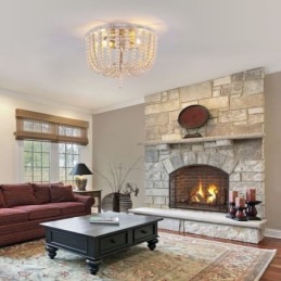 ファームハウス 木製ビーズ フラッシュマウント 天井照明 3 照明器具