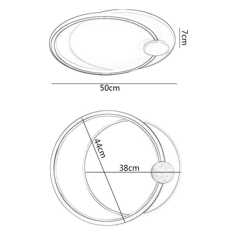 モダンなフラッシュマウントアクリル2リング天井照明器具