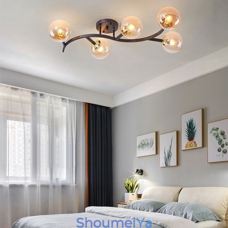 モダンミニマリストブランチフラッシュマウントガラスグローブシーリングライト
