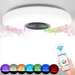 フラッシュマウント装飾ランプ リモートアプリコントロール Bluetooth 音楽スピーカーランプ
